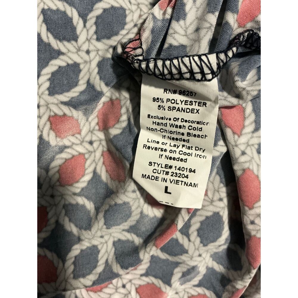 Per‎ Sption Concept Navy Red White Geometric Print V Neck Midi Dress Women L - Picture 9 of 10